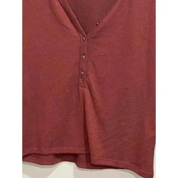 Abercrombie & Fitch Henley Crop Top in Burgundy - Size L - Picture 3 of 6